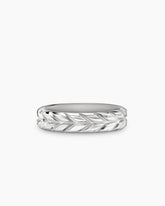 Chevron Band Ring in 18K White Gold, 6mm